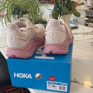Hoka Pink and White Running Shoes